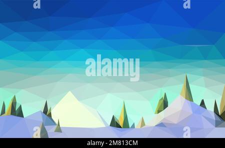 Polygonale geometrische abstrakte digitale Berge, Vektorfarben, flache Landschaft, Reisehintergrund, Bergkunst, Blauer Himmel, kreativer Hintergrund, Wallpap Stock Vektor