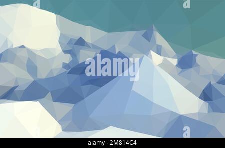 Polygonale geometrische abstrakte digitale Berge, Vektorfarben, flache Landschaft, Reisehintergrund, Bergkunst, Blauer Himmel, kreativer Hintergrund, Wallpap Stock Vektor