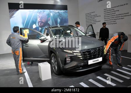 12. Januar 2023, Greater Noida Uttar Pradesh, Uttar Pradesh, Indien: Tata Car Showcasing auf der Auto Expo 2023, öffentlich vom 13. Januar bis 18. Januar 2023 geöffnet (Kreditbild: © Ravi Batra/ZUMA Press Wire), NUR REDAKTIONELLE VERWENDUNG! Nicht für den kommerziellen GEBRAUCH! Stockfoto