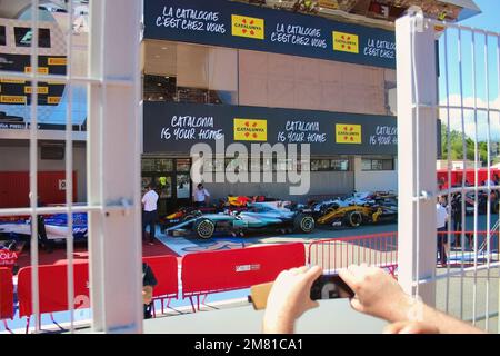 Lewis Hamilton's 2017 Mercedes Formel 1 Auto geparkt nach dem Sieg Der Grand Prix in Barcelona Katalonien Spanien Stockfoto