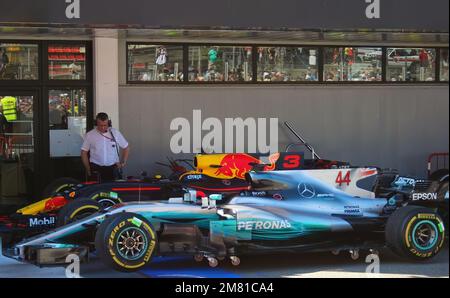 Lewis Hamilton's 2017 Mercedes Formel 1 Auto geparkt nach dem Sieg Der Grand Prix in Barcelona Katalonien Spanien Stockfoto