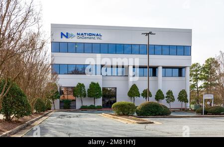 BURLINGTON, NC, USA-2. JANUAR 2023: National OnDemand, Inc. Gebäude mit Schild und Logo. Stockfoto