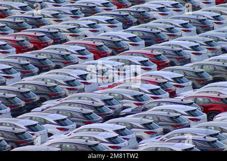 Im Hafen von Zeebrugge werden über 600 Lexus AWD-Fahrzeuge gelagert, die in Europa verkauft werden. Stockfoto