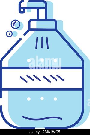 Isolierter blauer Flüssigseifenspender Symbol für Sauberkeit Vektor Stock Vektor