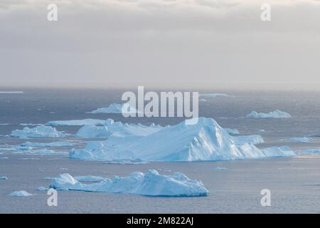 Große Eisberge, die über dem Meer schweben Stockfoto