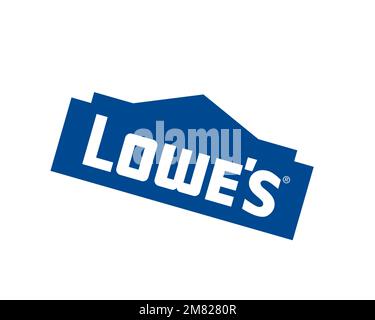 Lowe's, gedrehtes Logo, weißer Hintergrund B Stockfoto