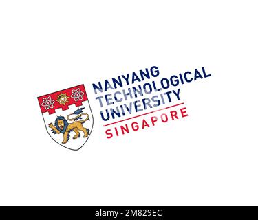 Nanyang Technological University, gedrehtes Logo, weißer Hintergrund Stockfoto