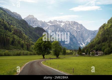 Logar Valley in den Julischen Alpen, Slowenien, aufgenommen im Juni 2022 Stockfoto