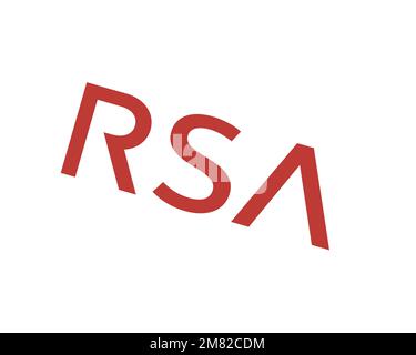 RSA-Sicherheit, gedrehtes Logo, weißer Hintergrund B Stockfoto