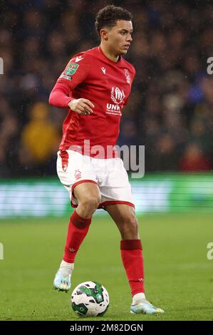 Nottingham, England, 11. Januar 2023. Brennan Johnson aus Nottingham Forest während des Carabao-Cup-Spiels auf dem City Ground, Nottingham. Das Bild sollte lauten: Darren Staples/Sportimage Stockfoto