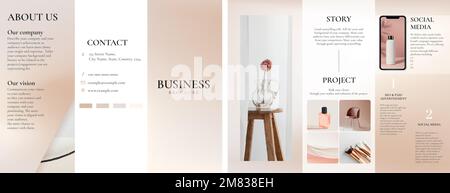 Dreifach gefalzter Vorlagen-Vektor für Geschäftsbroschüren im femininen Design Stock Vektor