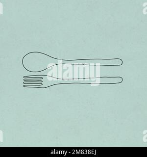 Löffel und Gabel Vektor Doodle Illustration Zero Waste Lifestyle Stock Vektor