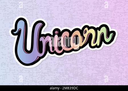 Handgeschriebener Vektor-Aufkleber mit Einhorn-Illustration Stock Vektor
