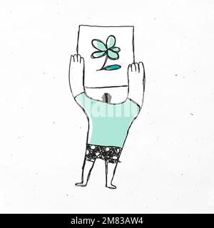 Mann mit einem Blumenvektor Cartoon-Symbol Stock Vektor