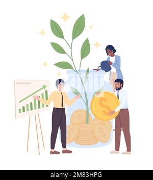 Erfolg des Finanzteams – halbflache Vektorzeichen Stock Vektor