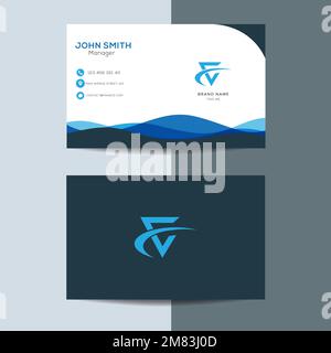 Designvorlage für Visitenkarten. Doppelseitige Visitenkarte in modernem und sauberem Stil. Druckbereite Vektordarstellung Stock Vektor