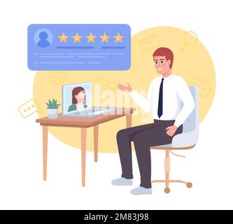 Remote Job Interview 2D vektorisolierte Illustration Stock Vektor