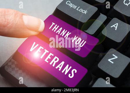 Handschrifttext Danke Veteranen. Geschäftlicher Ansatz Danksagung Grüße Dankbarkeit Stockfoto