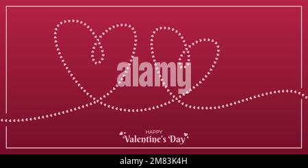 Happy Valentine's Day Modern Banner Vector Illustration. Feierlichkeiten am 14. Februar. Leuchtendes „Viva Magenta“-Design Mit Kordelherz. Post in sozialen Medien, Stock Vektor