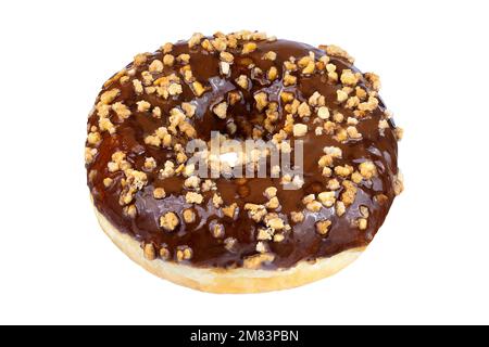 Donuts isoliert auf weißem Hintergrund. Farbenfroher Donut über Weiß mit Schnittpfad. Volle Schärfentiefe. Stockfoto