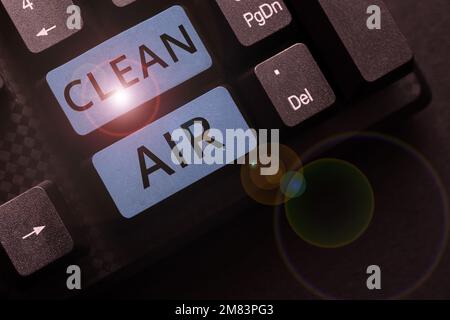 Text wird angezeigt Clean Air. Internet Concept Air, die keine schädlichen Verschmutzungen und Chemikalien enthält Stockfoto
