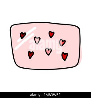 Doodle-Leinwand mit süßem Herzen. Handgezeichneter Nachrichten-Chat auf weißem Hintergrund. Zeichen der Kommunikation, Chats, E-Mail-Dialog, Valentinstag, Liebe. Telefon, Stock Vektor