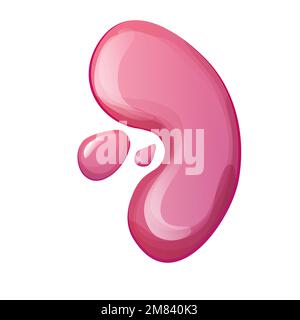 Schleimiger, pinkfarbener, klebriger Tropfen mit Glitzer im Cartoon-Stil, isoliert auf weißem Hintergrund. Vektordarstellung Stock Vektor