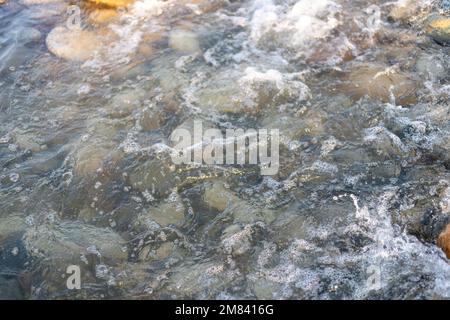 Ein Fluss mit schnell fließendem Wasser. Stockfoto