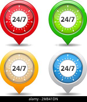 24/7-Konzept, Vektor EPS10-Darstellung Stock Vektor