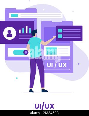 Flaches Design des ui ux-Designkonzepts. Abbildung für Websites, Landing-Pages, mobile Anwendungen, Poster und Banner Stock Vektor