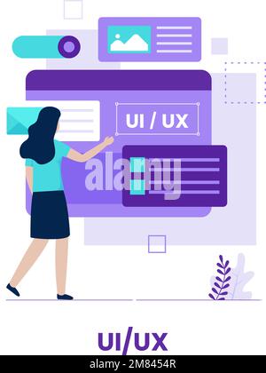 Flaches Design des ui ux-Designkonzepts. Abbildung für Websites, Landing-Pages, mobile Anwendungen, Poster und Banner Stock Vektor