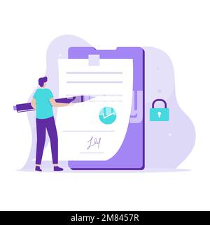 Flaches Design des Smart Contract Konzepts. Abbildung für Websites, Landing-Pages, mobile Anwendungen, Poster und Banner. Stock Vektor