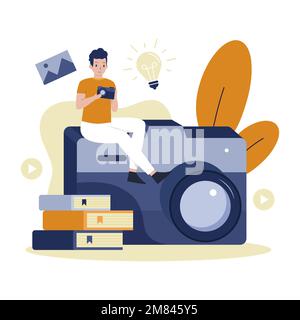 Fotografieschulen-Lehrgang Illustration Designkonzept. Abbildung für Websites, Landing-Pages, mobile Anwendungen, Poster und Banner Stock Vektor