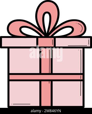 Handgezeichnete Ikonen Geschenke mit Herzen im Doodle-Stil. Cartoon Geschenkbox Set mit Schleifen. Geschenkpaket mit Liebe zum Valentinstag, Geburtstag, Hochzeit, Hochzeitstag. Stock Vektor