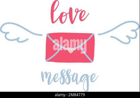 Niedliches Valentinstag-Banner, Grußkartendesign mit Text und Schriftzug, Vektorgrafik. Liebesbotschaft Stock Vektor