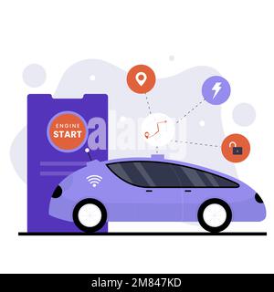 Designkonzept für autonome Smart-Car-Illustrationen. Abbildung für Websites, Landing-Pages, mobile Anwendungen, Poster und Banner Stock Vektor