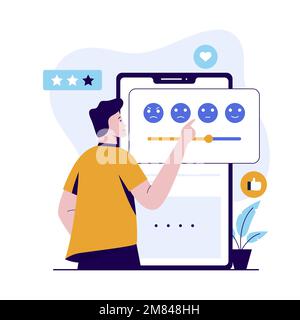 Flaches Design des positiven Feedback-Konzepts. Abbildung für Websites, Landing-Pages, mobile Anwendungen, Poster und Banner Stock Vektor