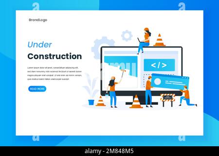 Vorlage für Landing-Page-Illustration im Aufbau. Abbildung für Websites, Landing-Pages, mobile Anwendungen, Poster und Banner Stock Vektor