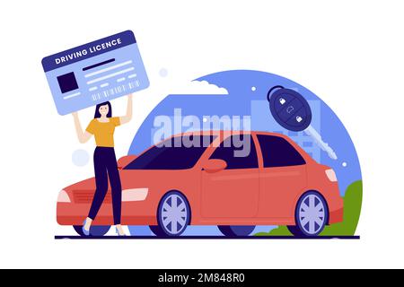 Führerschein-Flachbaukonzept. Abbildung für Websites, Landing-Pages, mobile Anwendungen, Poster und Banner. Trendige Flachvektorillustrierung Stock Vektor