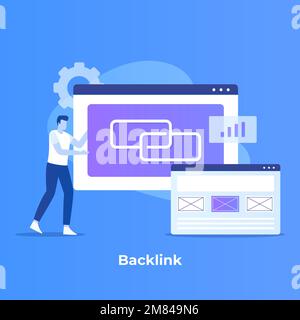 Konstruktionskonzept für Backlink-Illustrationen. Abbildung für Websites, Landing-Pages, mobile Anwendungen, Poster und Banner Stock Vektor