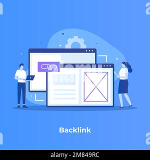 Konstruktionskonzept für Backlink-Illustrationen. Abbildung für Websites, Landing-Pages, mobile Anwendungen, Poster und Banner Stock Vektor
