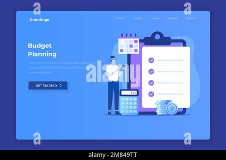 Flaches Design des Budgetplanungskonzepts. Abbildung für Websites, Landing-Pages, mobile Anwendungen, Poster und Banner. Stock Vektor