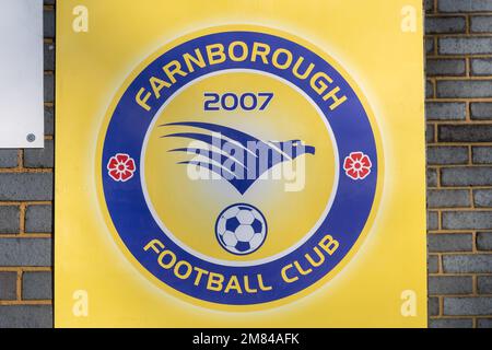 Farnborough Football Club Logo, Cherrywood Road, Farnborough, Hampshire, England, UK Stockfoto