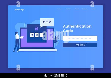 Konzept der Landing-Page für OTP-Code. Abbildung für Websites, Landing-Pages, mobile Anwendungen, Poster und Banner. Stock Vektor