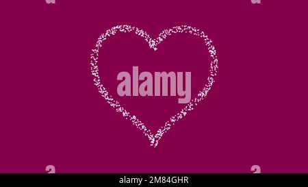 Rotes Herz mit schillerndem Rand von Partikeln viva magenta bg. Abstrakte festliche Kulisse für Werbung, Text, Valentinstag Stockfoto
