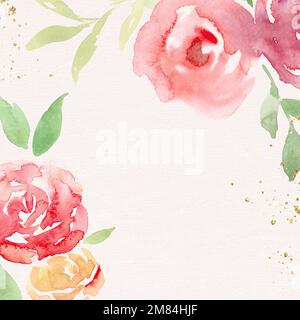 Rosa Rose Rahmen Hintergrund Vektor Frühling Aquarell Illustration Stock Vektor