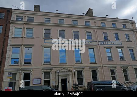 Das Childrens Hospital Building, Temple Street Childrens University Hospital Dublin, Irland, gründete 1872, um akute Kinder abzudecken Stockfoto