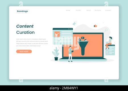 Inhaltskuration Illustration Konzept. Abbildung für Websites, Landing-Pages, mobile Anwendungen, Poster und Banner. Stock Vektor