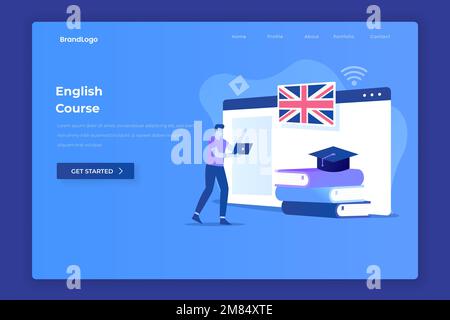 Landing-Page für die Abbildung der englischen Lektion. Abbildung für Websites, Landing-Pages, mobile Anwendungen, Poster und Banner. Stock Vektor