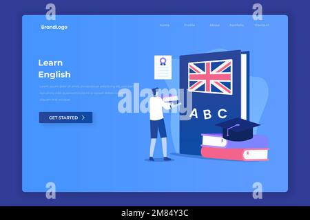 Landing-Page für die Abbildung der englischen Lektion. Abbildung für Websites, Landing-Pages, mobile Anwendungen, Poster und Banner. Stock Vektor